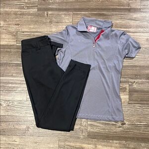 Gray Polo Shirt and Black Pants Set